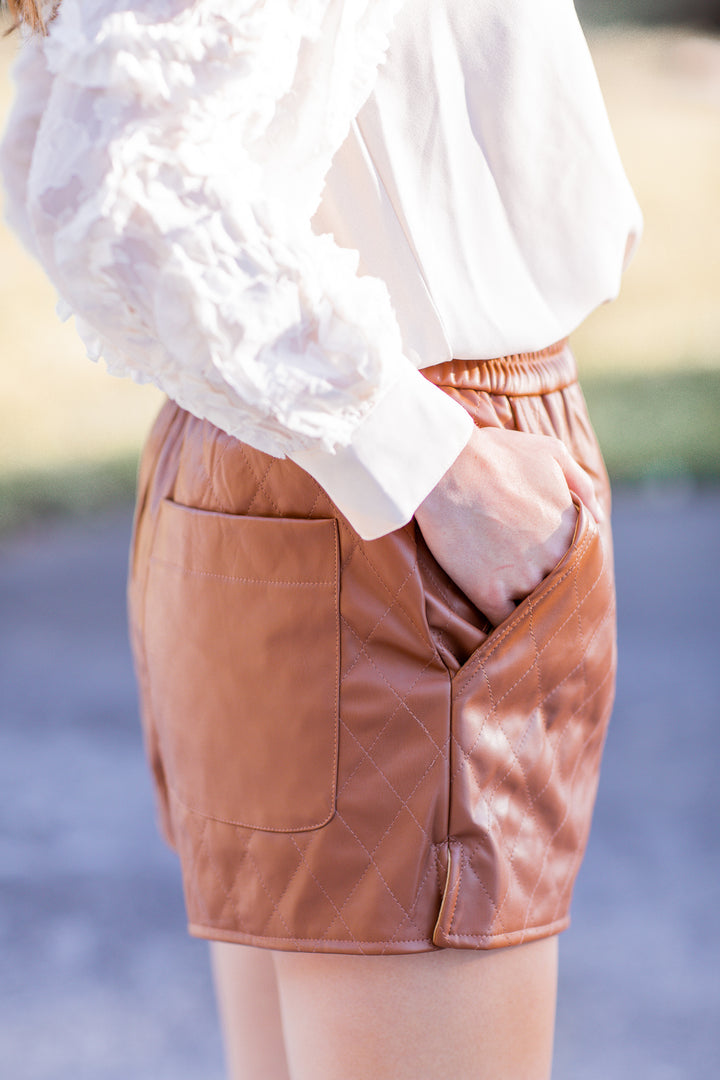 All In Time Quilted Shorts Camel