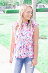 World of Wonderful Floral Top Ivory Blush