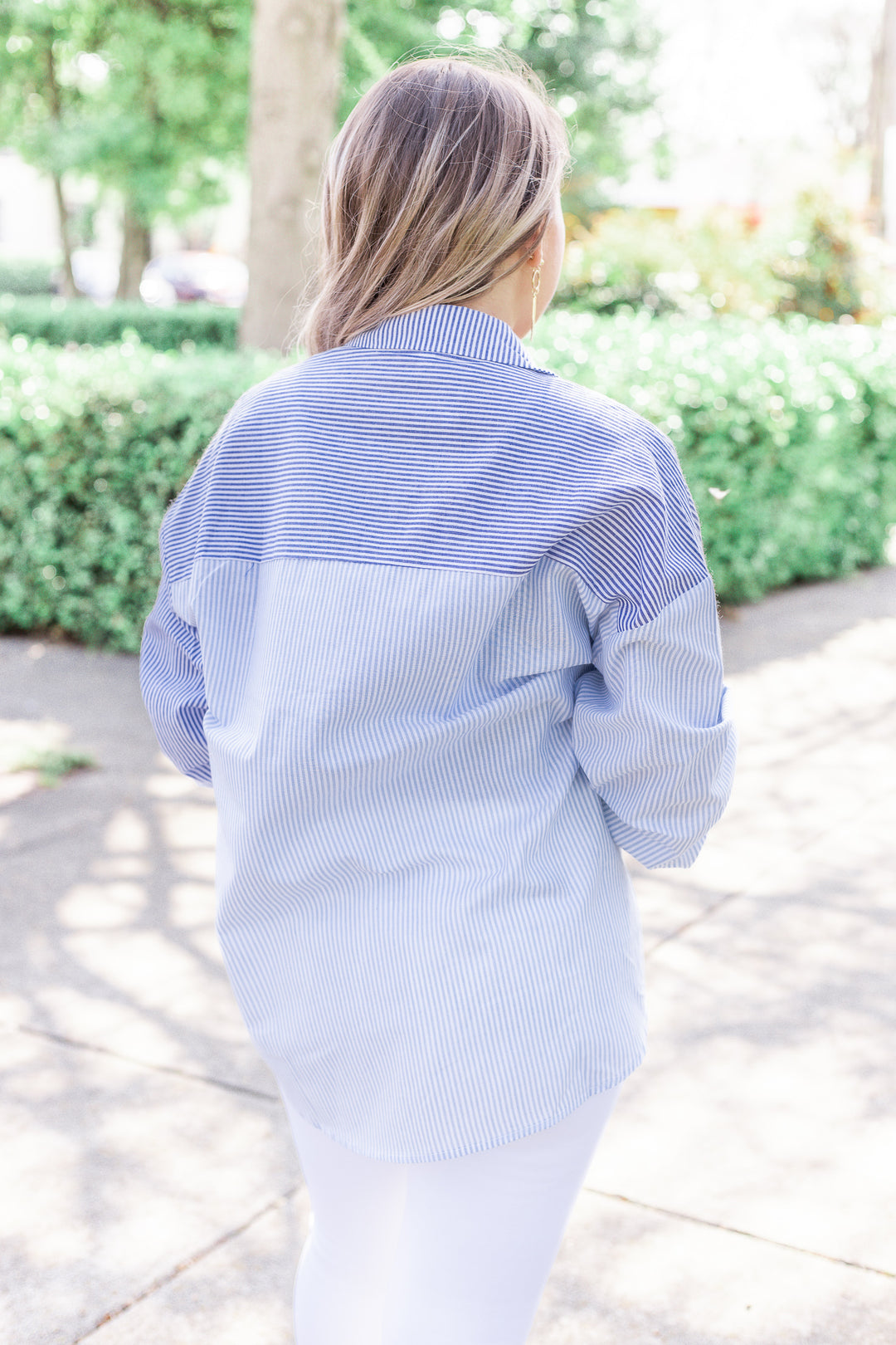 Beauty and the Beach Striped Button Down Blue