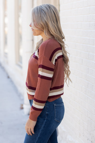 Baxter Striped Sweater Mauve