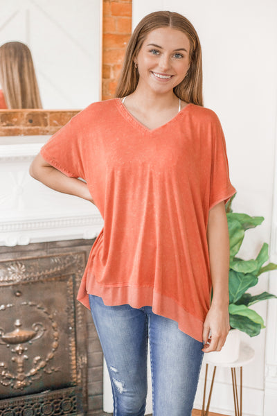 From The Heart Relaxed Top Coral