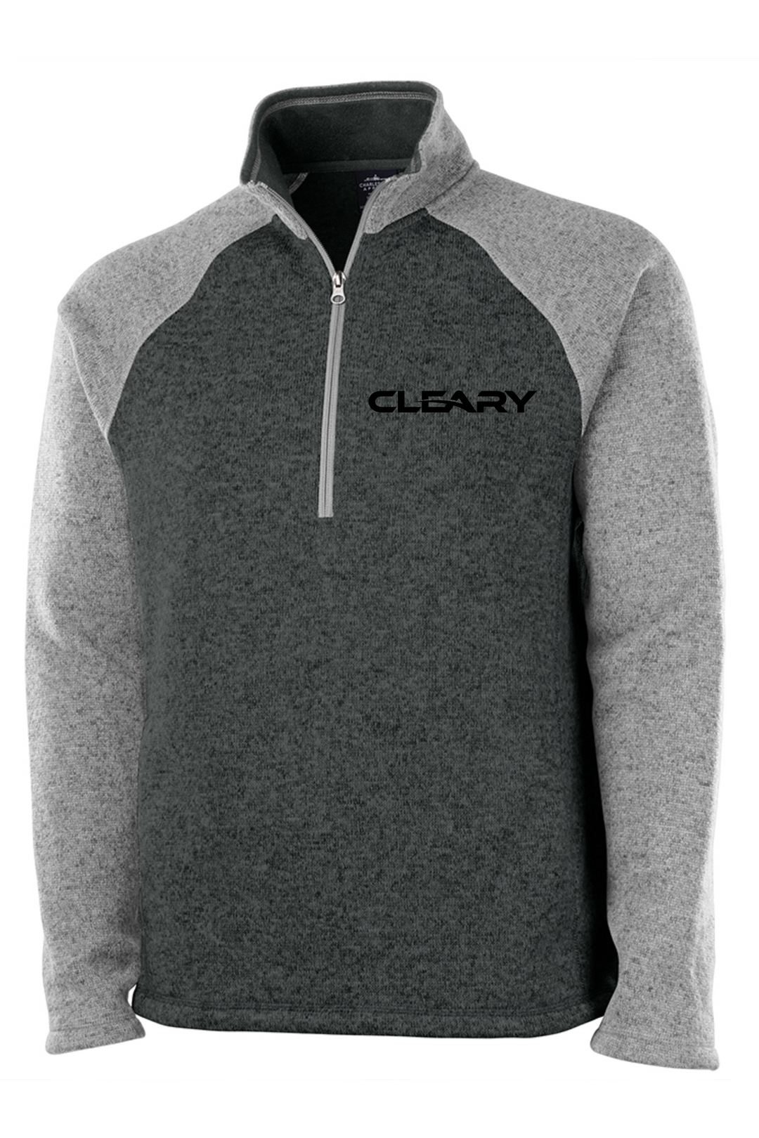 Cleary's Men's Quarter Zip Color Blocked Heathered Fleece Charcoal/Light Grey Heather