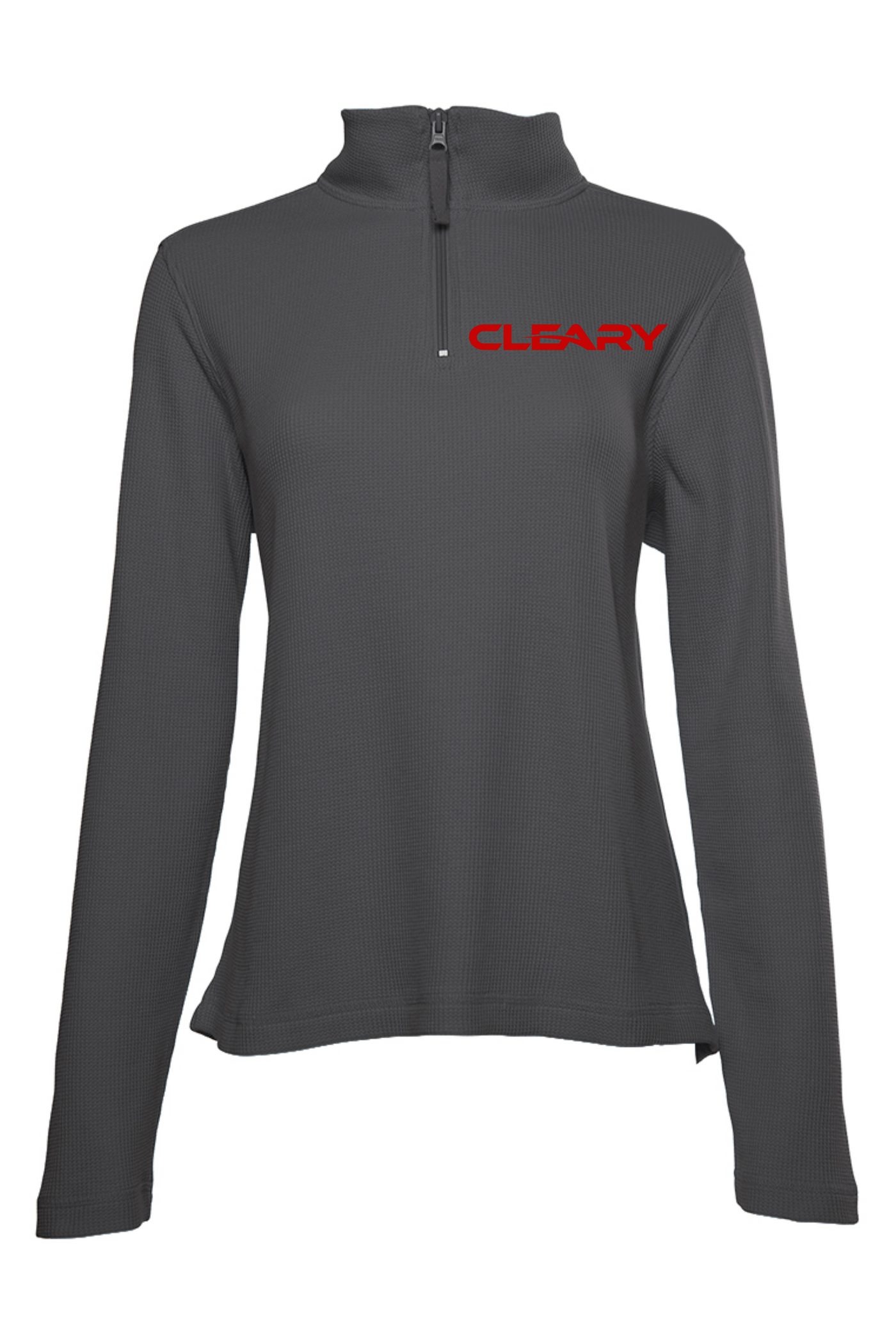 Cleary's Women's Waffle Quarter Zip Pullover Charcoal Grey
