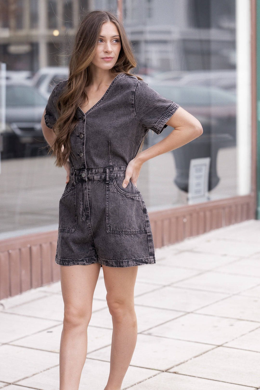 Thought You Should Know Charcoal Romper