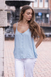 Call Me Yours Button Down Tank Aqua Blue