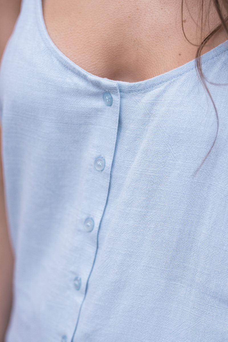 Call Me Yours Button Down Tank Aqua Blue