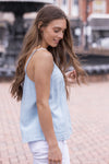 Call Me Yours Button Down Tank Aqua Blue