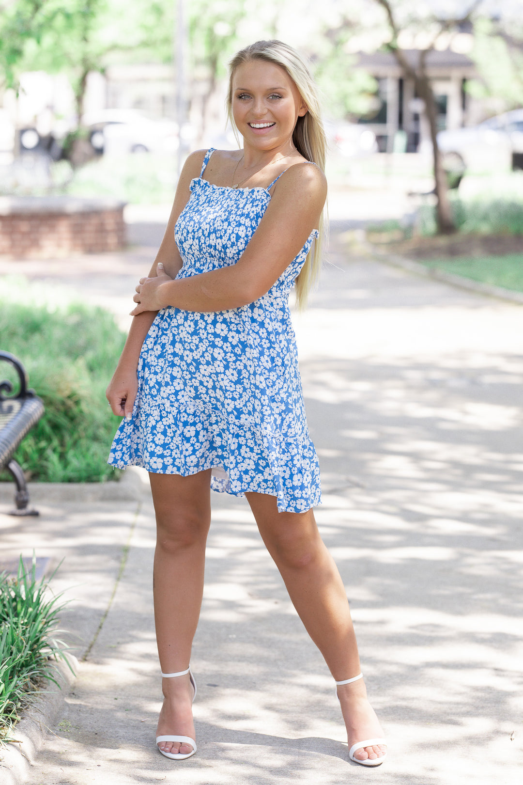 Chasin' Sunshine Floral Smocked Tube Dress Blue
