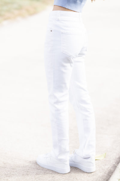 Daya High Rise Slim Straight Jeans White