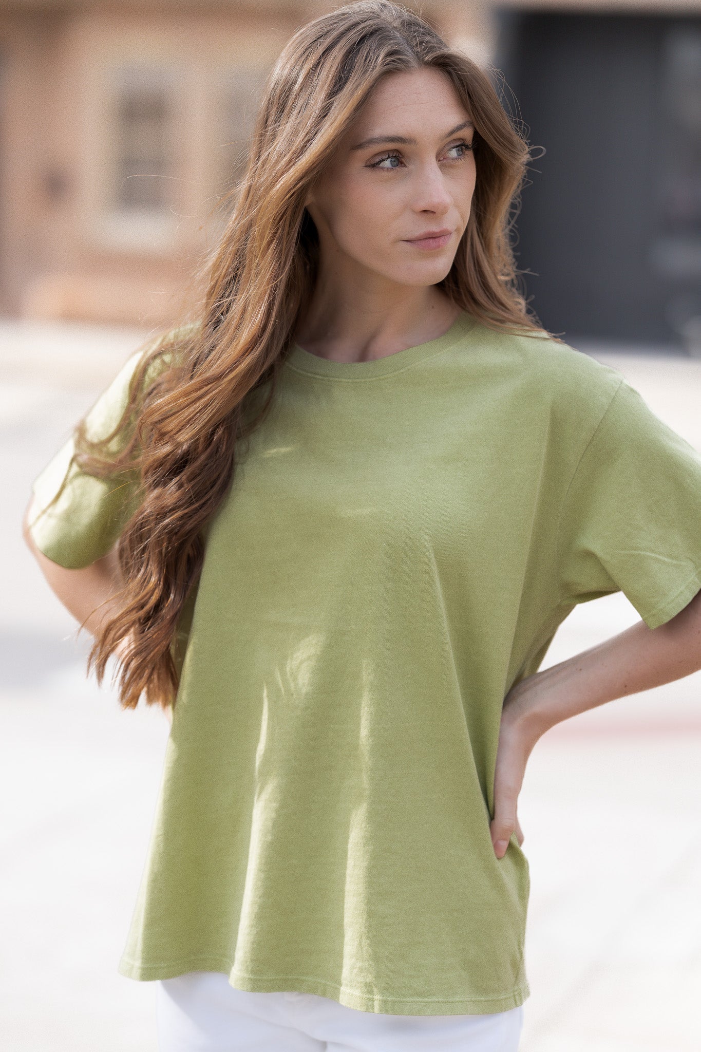 Hit Me Up Oversized T-Shirt Pale Olive