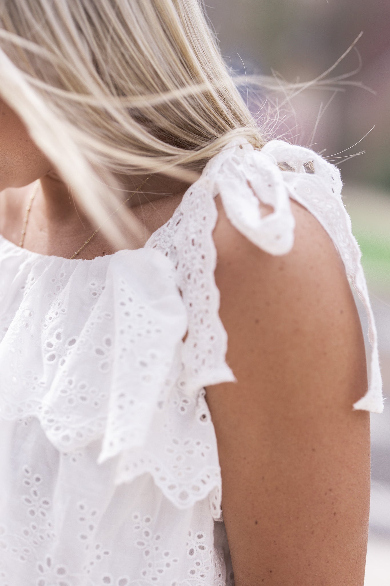 Willow Eyelet Ruffle Top Ivory