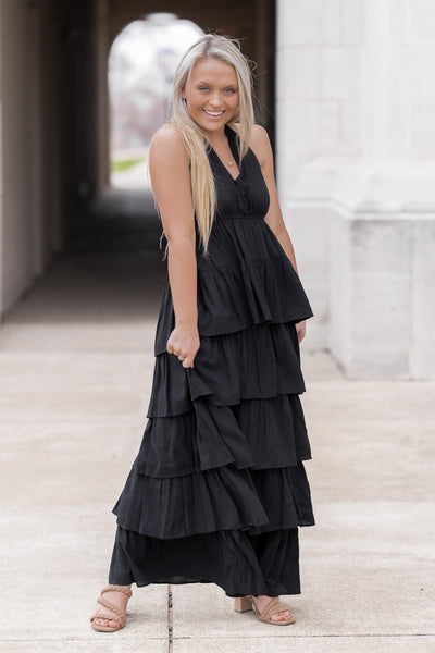 Samara Black Halter Maxi Dress