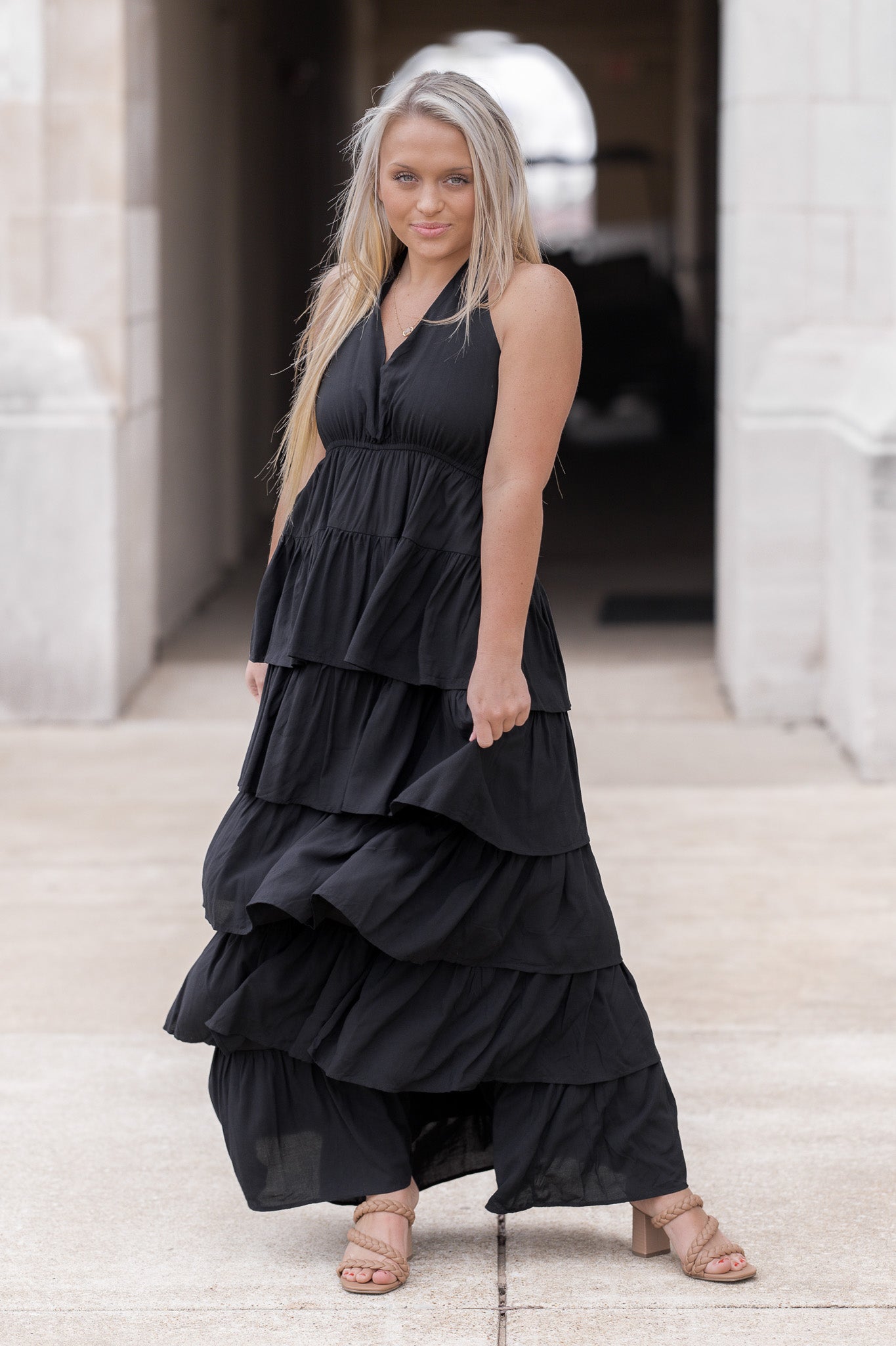 Samara Black Halter Maxi Dress