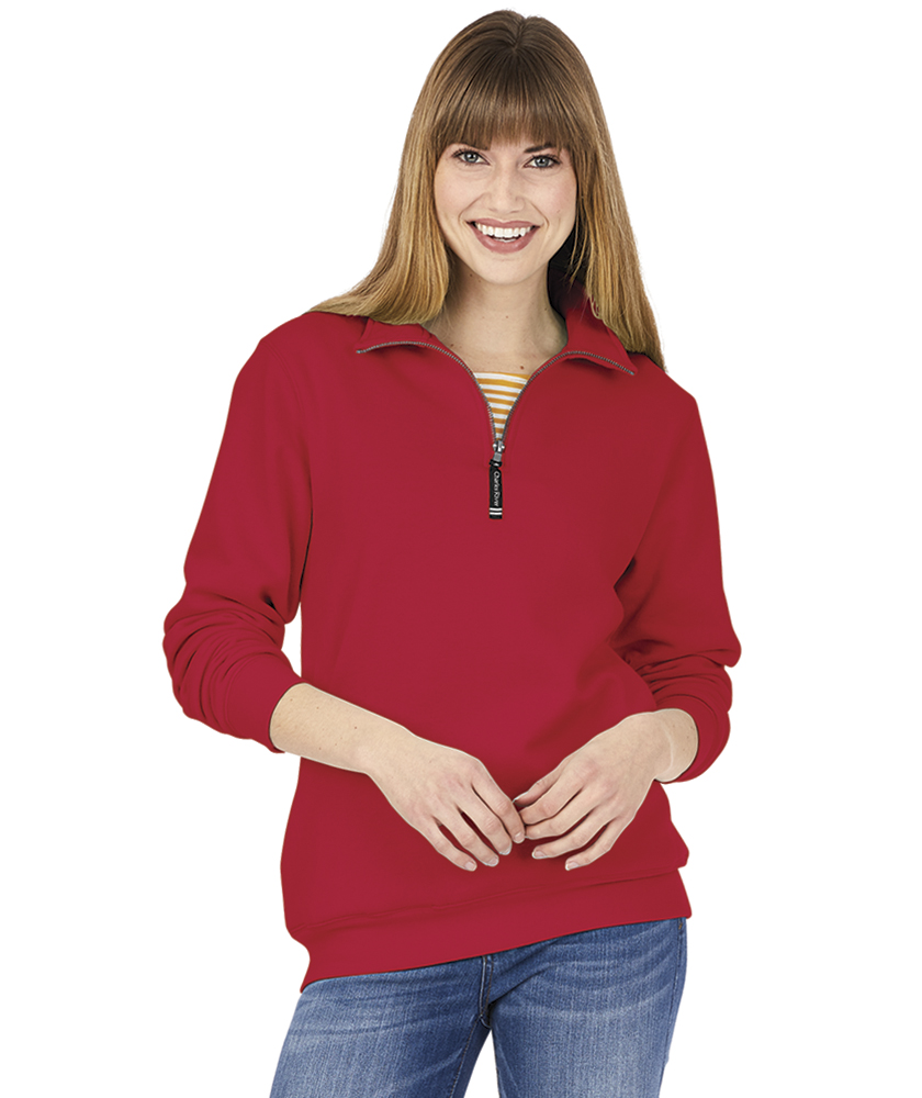 Red quarter zip pullover women's on sale