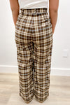 Sweet Creature Plaid High Waisted Pants Brown