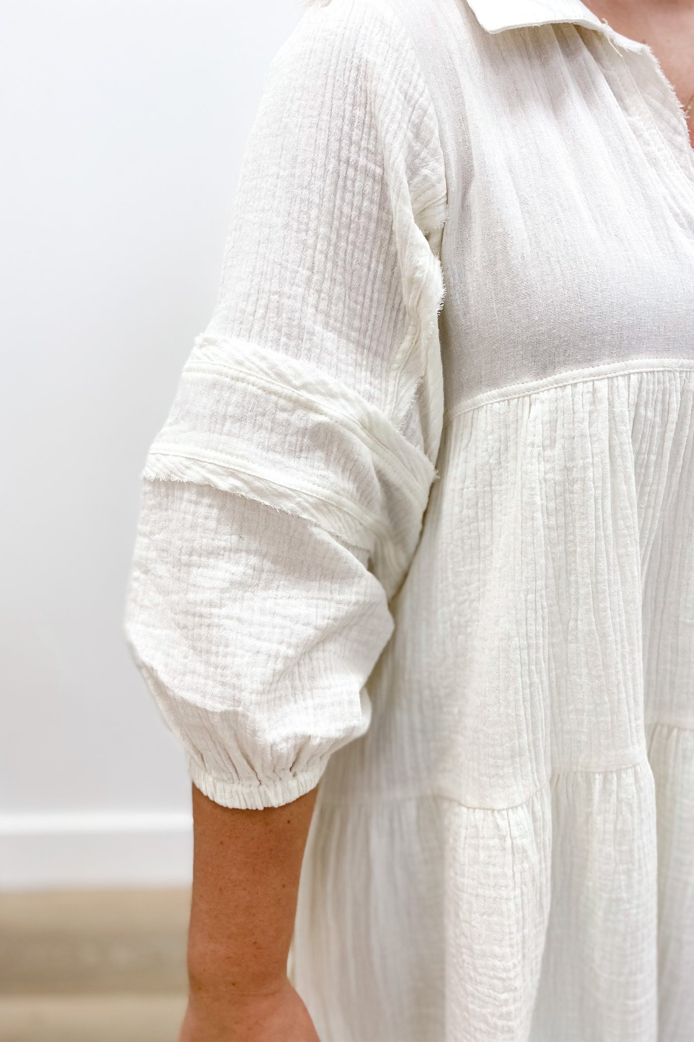 Drift Away Cotton Shirt Mini Dress Cream