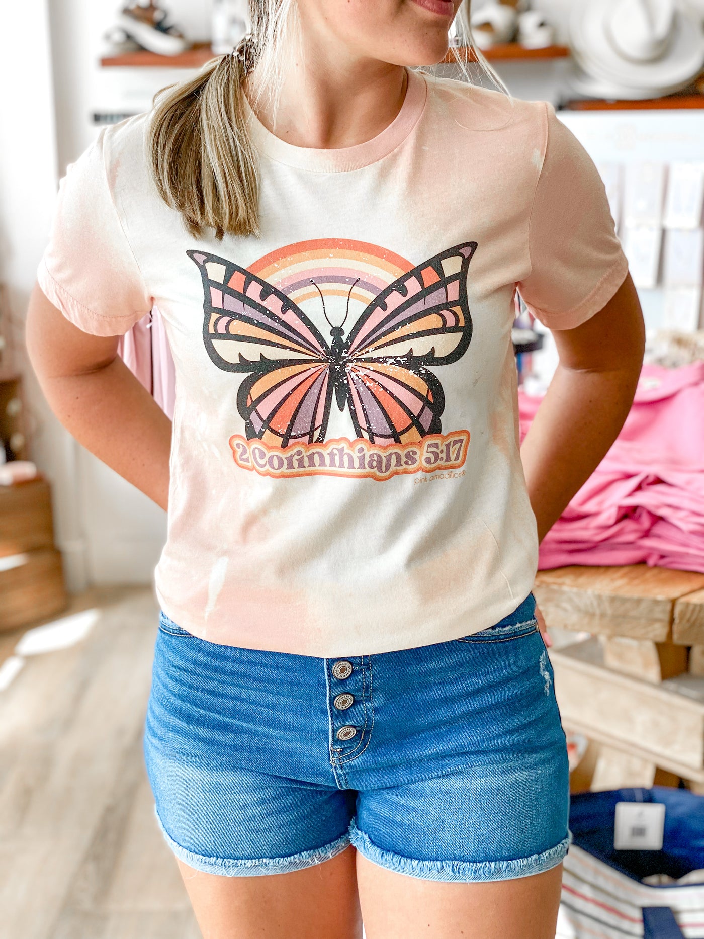 Corinthians Butterfly Bleached Graphic T-Shirt