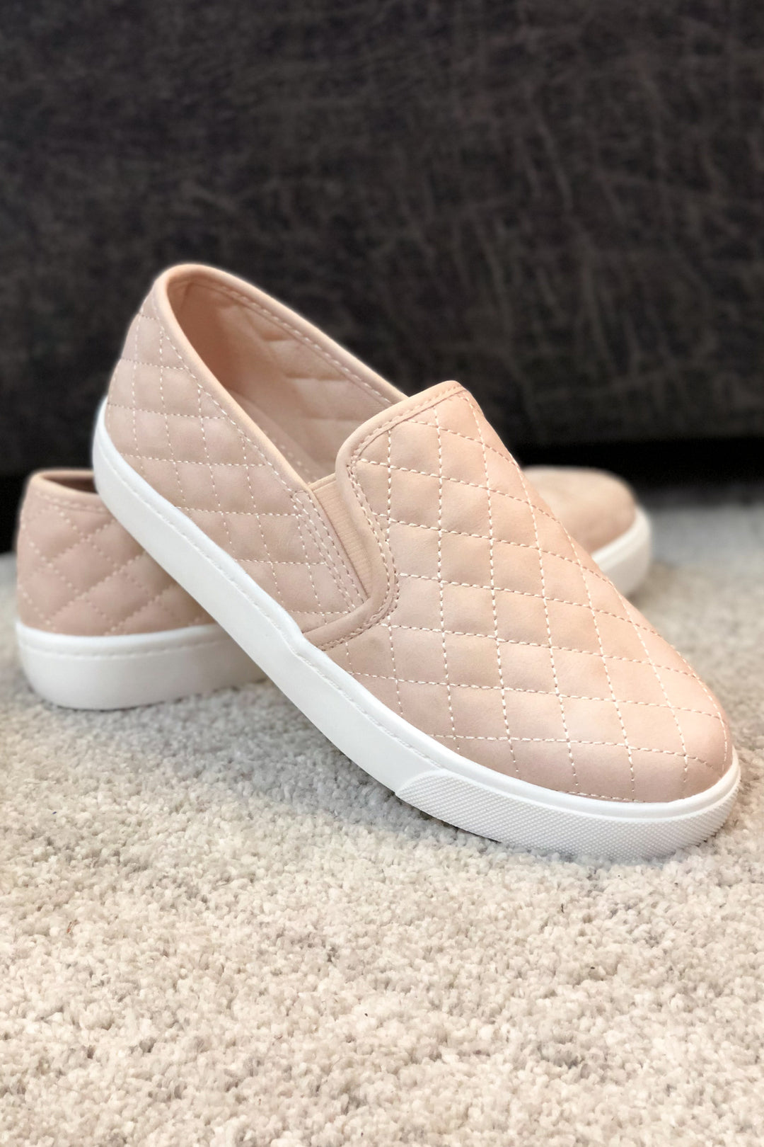 “Reese” Quilted Slip On Sneakers Blush