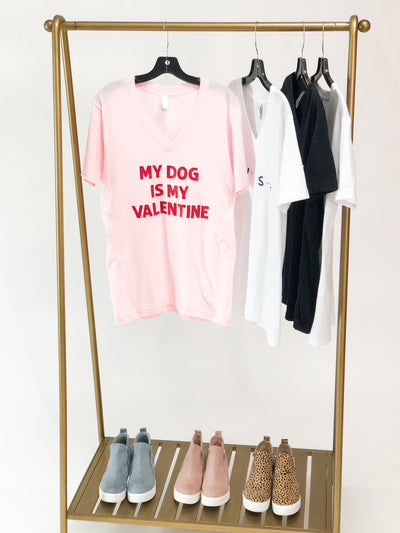 "My Dog Is My Valentine" Graphic Tee Pink