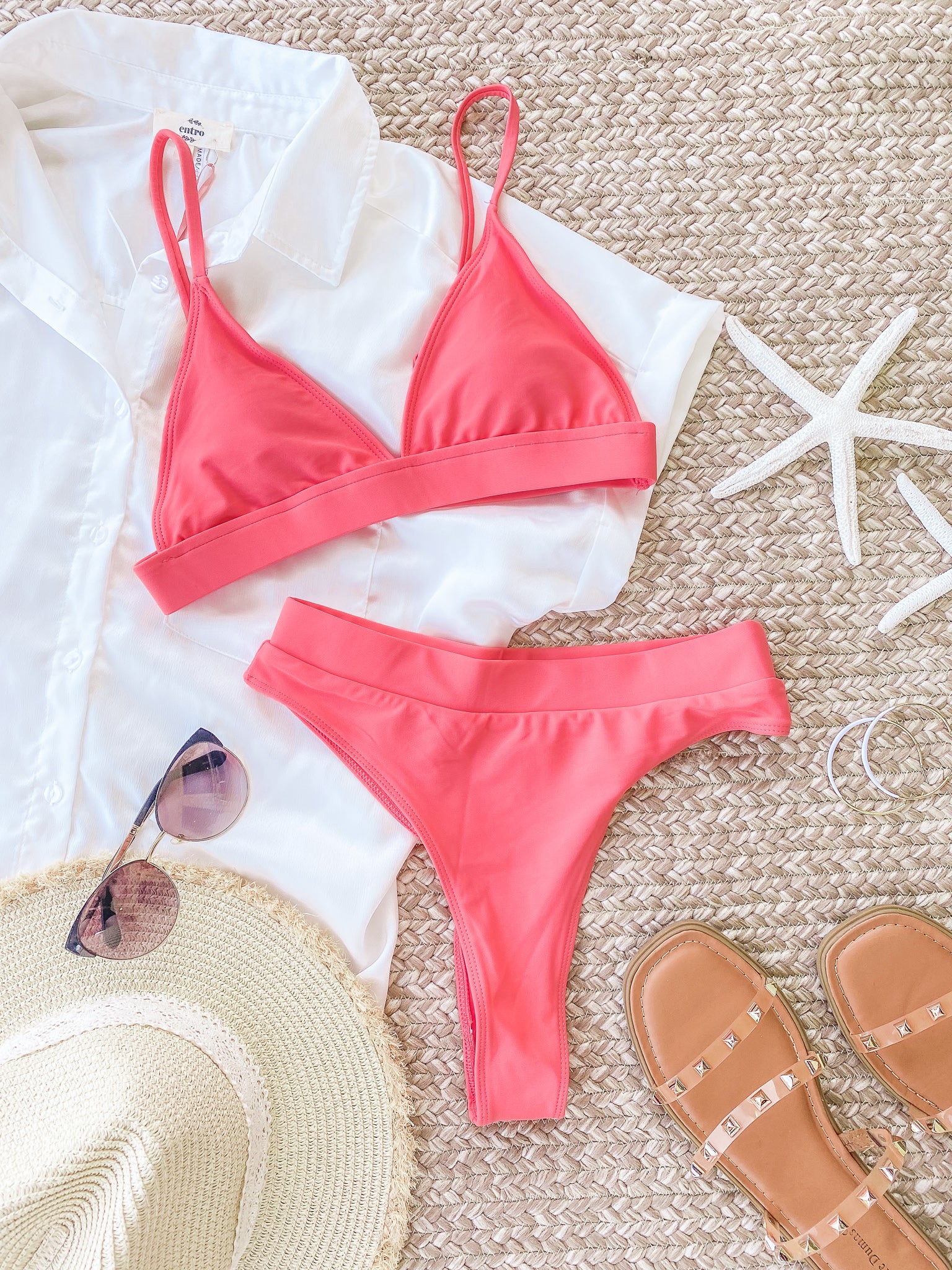 Soak Up The Sun Two Piece Swimsuit Coral Pink Rustic Refined Boutique