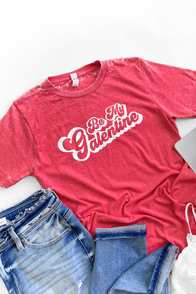 "Galentine" Graphic Tee Red Distressed Wash
