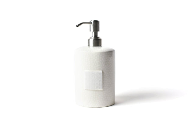 White Small Dot Mini Cylinder Happy Everything! Soap Pump